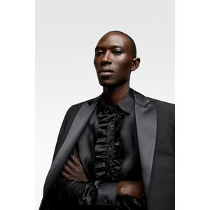 NWT Zara Man Ruffled Satin Shirt Medium